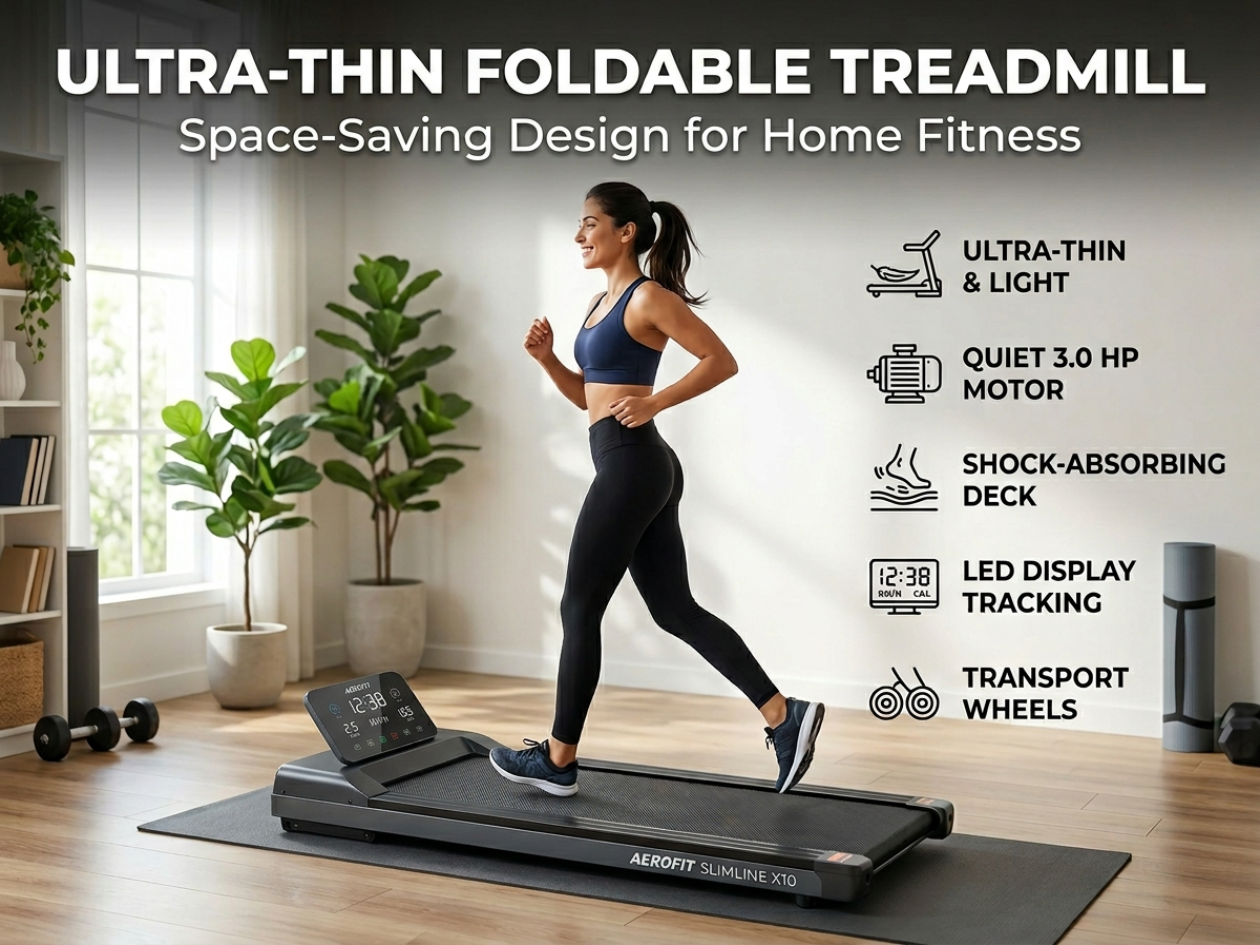 Elite Ultra-Quiet Folding Treadmill: 300lb Capacity, 7.5MPH Max Speed & 4.5" Slim Design