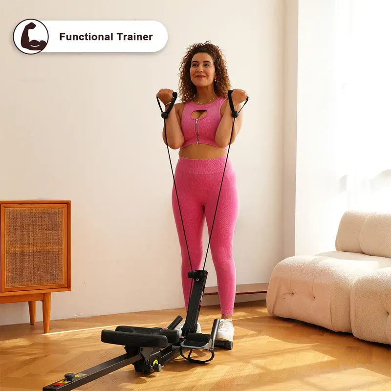 3-in-1 Smart Magnetic Rower: Multi-Function Rowing Machine for Full-Body Cardio & Strength