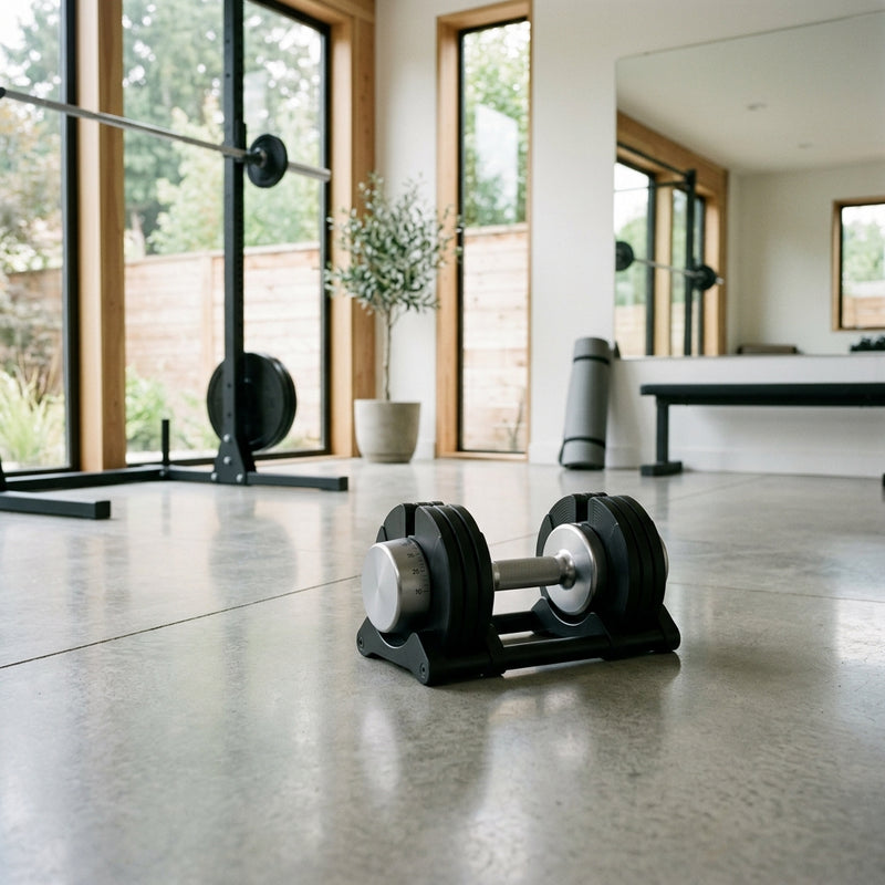 Industrial Cast Iron Adjustable Dumbbells: Elite Strength 2.5lb Increment Smart Weight System
