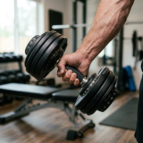 Industrial Cast Iron Adjustable Dumbbells: Elite Strength 2.5lb Increment Smart Weight System